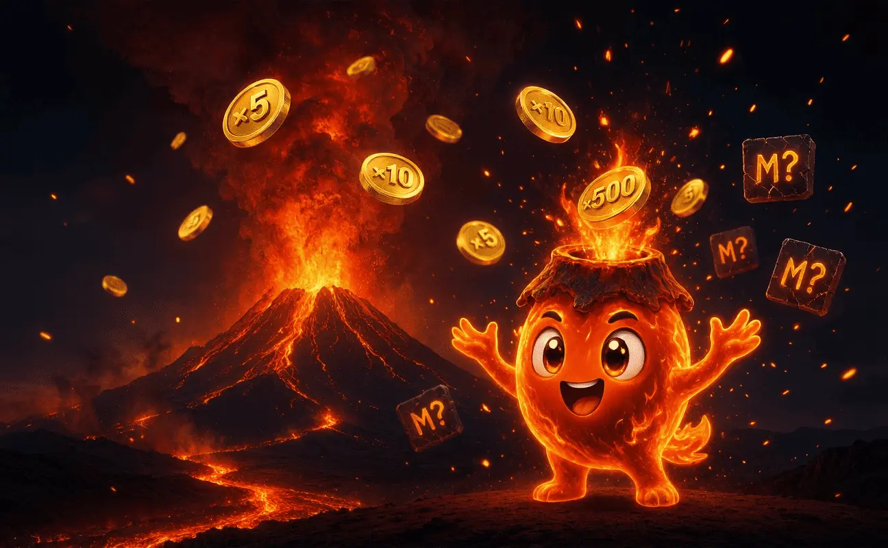 Volcano eruption with Iggy and falling coins
